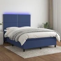 Letto a Molle con Materasso e LED Blu 140x190 cm in Tessutocod mxl 122882