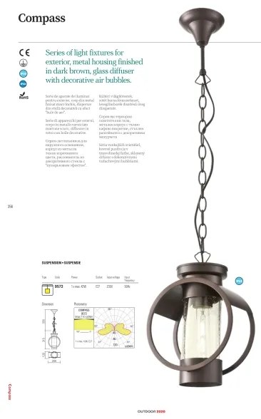 Redo 9573 - Lampada da esterno COMPASS 1xE27/42W/230V IP33