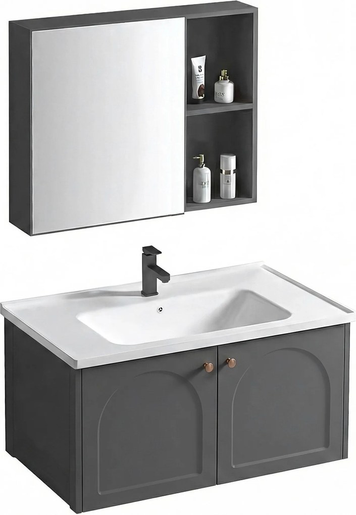 Set di mobili da bagno con lavabo Denver 80cm Grey