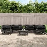 Set Divani da Giardino 8 pz con Cuscini Antracite in Acciaio 3186925