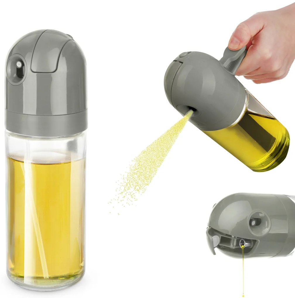 Oliera spray e versa vetro 550 ml tappo tondo grigio