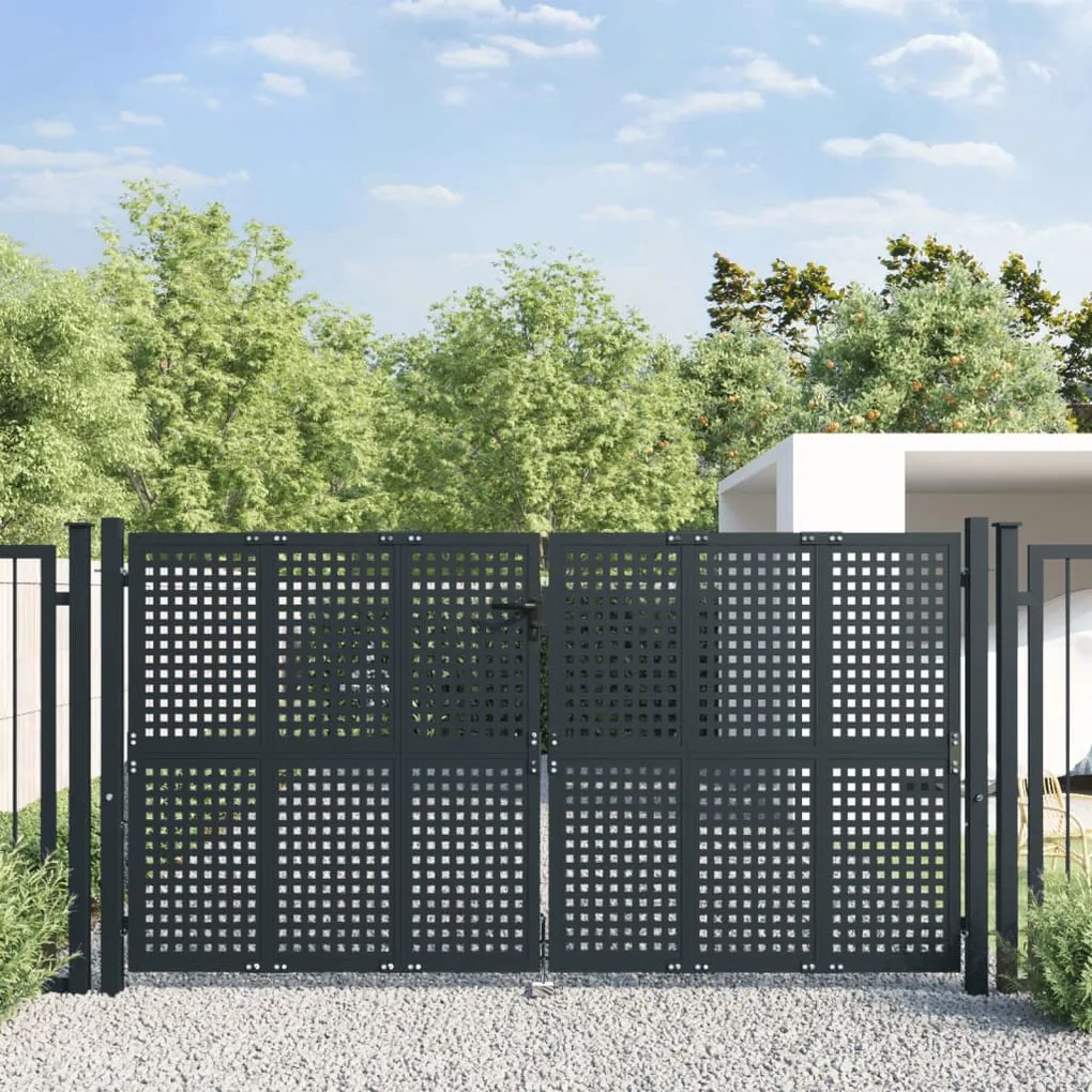 Cancello Giardino Antracite 300x125 Cm İn Acciaio /