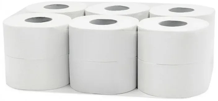 Carta igienica industriale in confezione da 12 rotoli a 2 veli