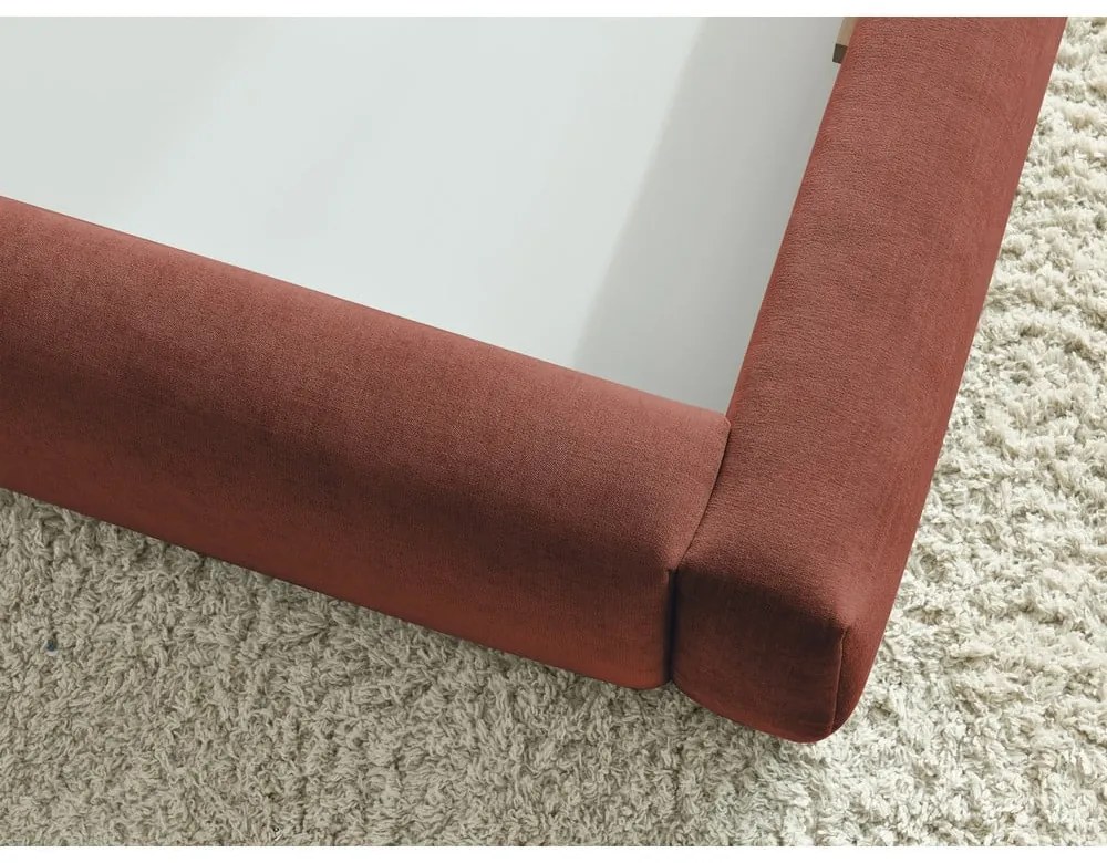 Letto matrimoniale imbottito arancione con contenitore con griglia 160x200 cm Vernon - Bobochic Paris