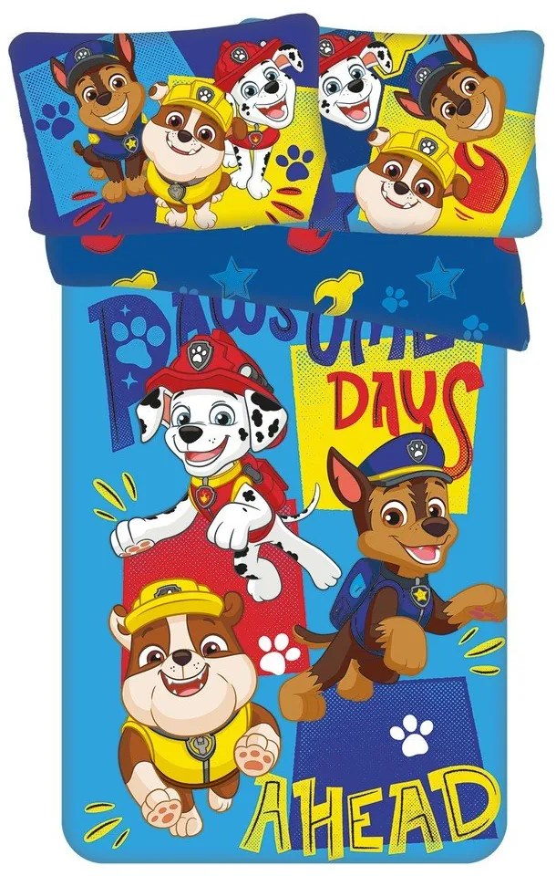 Set copripiumino e federa da bambini blu in cotone per culla 100x135 cm Paw Patrol "Pawsome days ahead" – Jerry Fabrics