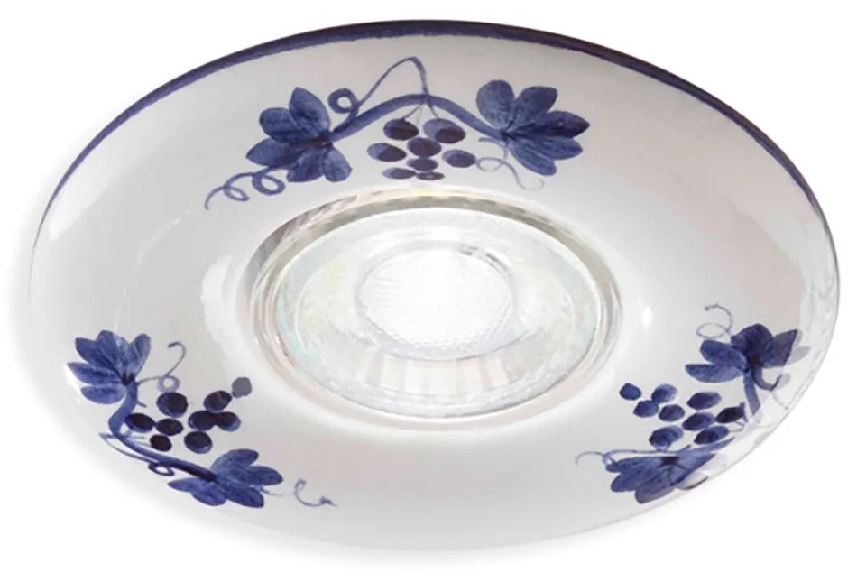 Faretto Incasso Classico Pescara Ceramica Bianco Decorato 1 Luce Gu10