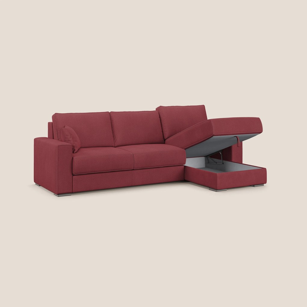 Dream Divano letto angolare in microfibra effetto pelle smacchiabile T15 rosso
