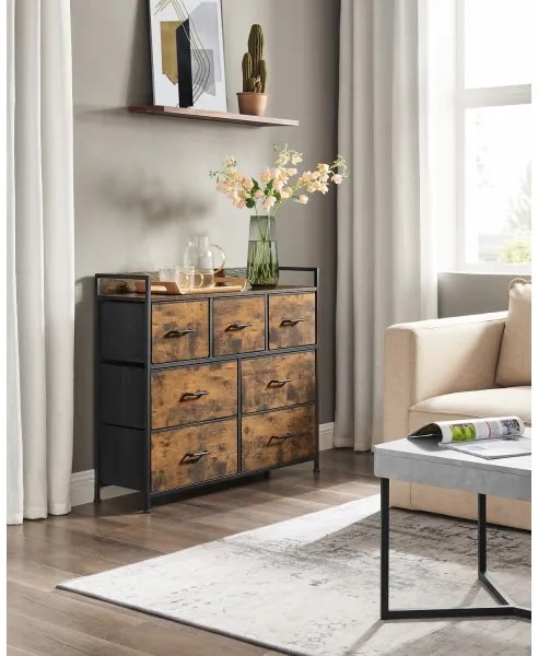 Cassettiera KIRA con cassetti, marrone/nero