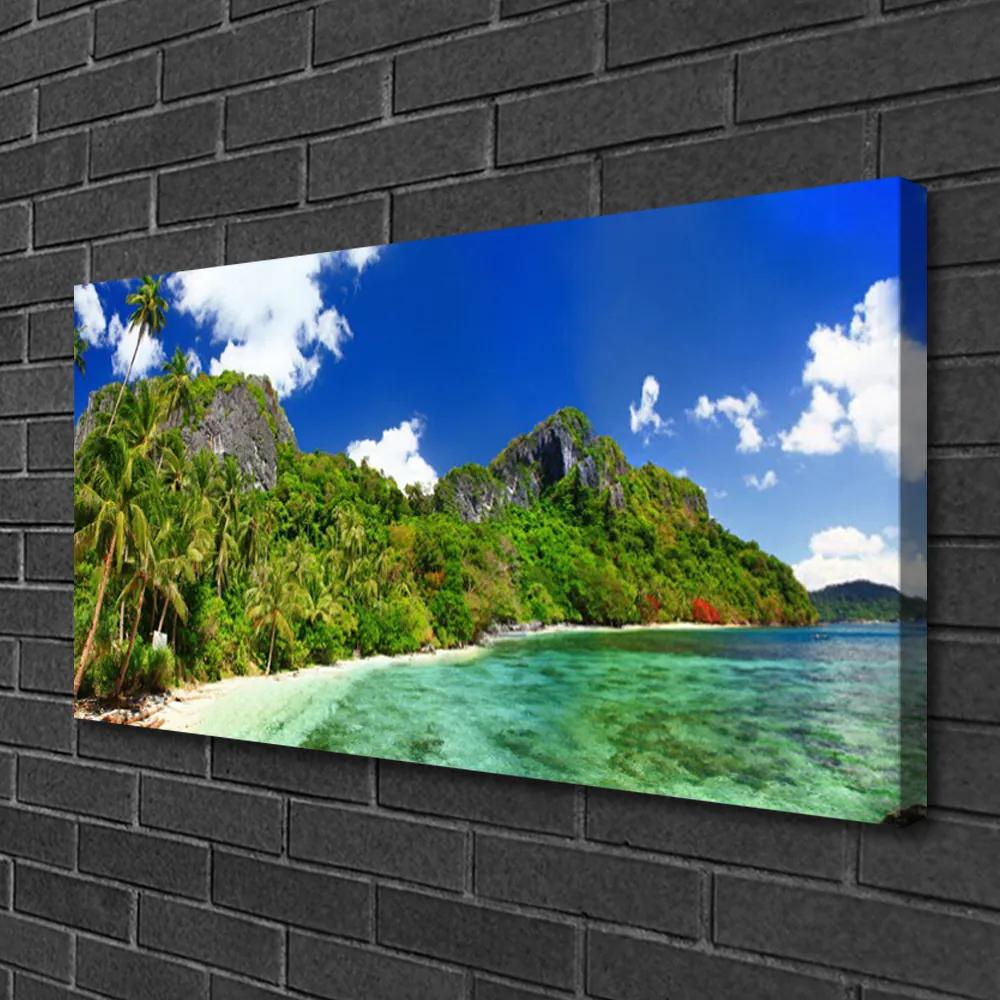 Quadro su tela Paesaggio di montagna della spiaggia 100x50 cm
