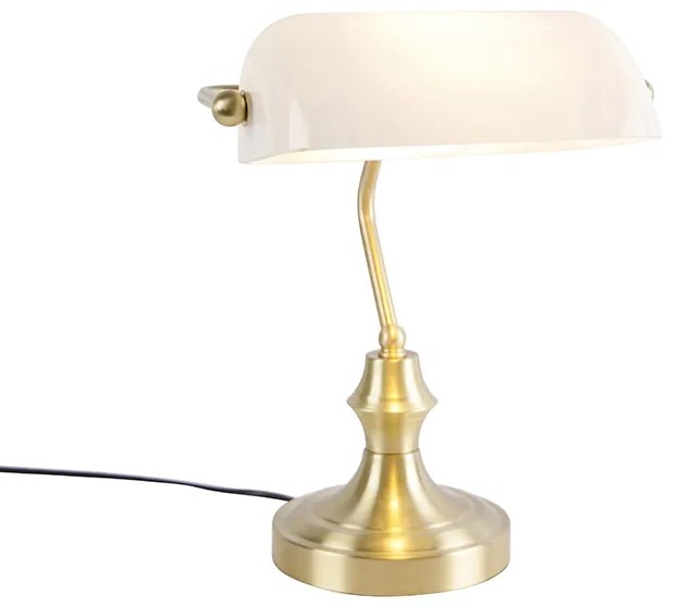 Lampada da notaio classica dorata con vetro opale - Banker