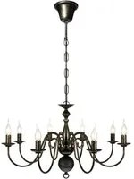 Lampadario Stile Antico Metallo Nero Lampadine 8 x E14 cod mxl 48458