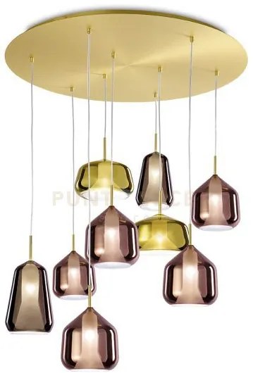 X-ray sospensione rettangolare 9 luci vetri 2 bronzo, 5 rame, 2 oro...