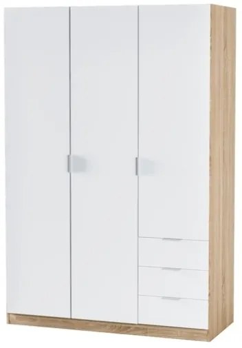 Armadio Guardaroba 3 Ante 3 Cassetti Con Barra Appendiabiti Bianco Artik Rovere Canadian