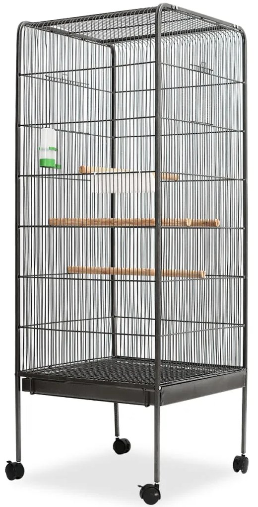 Gabbia per uccelli nera 54x54x146 cm in acciaio