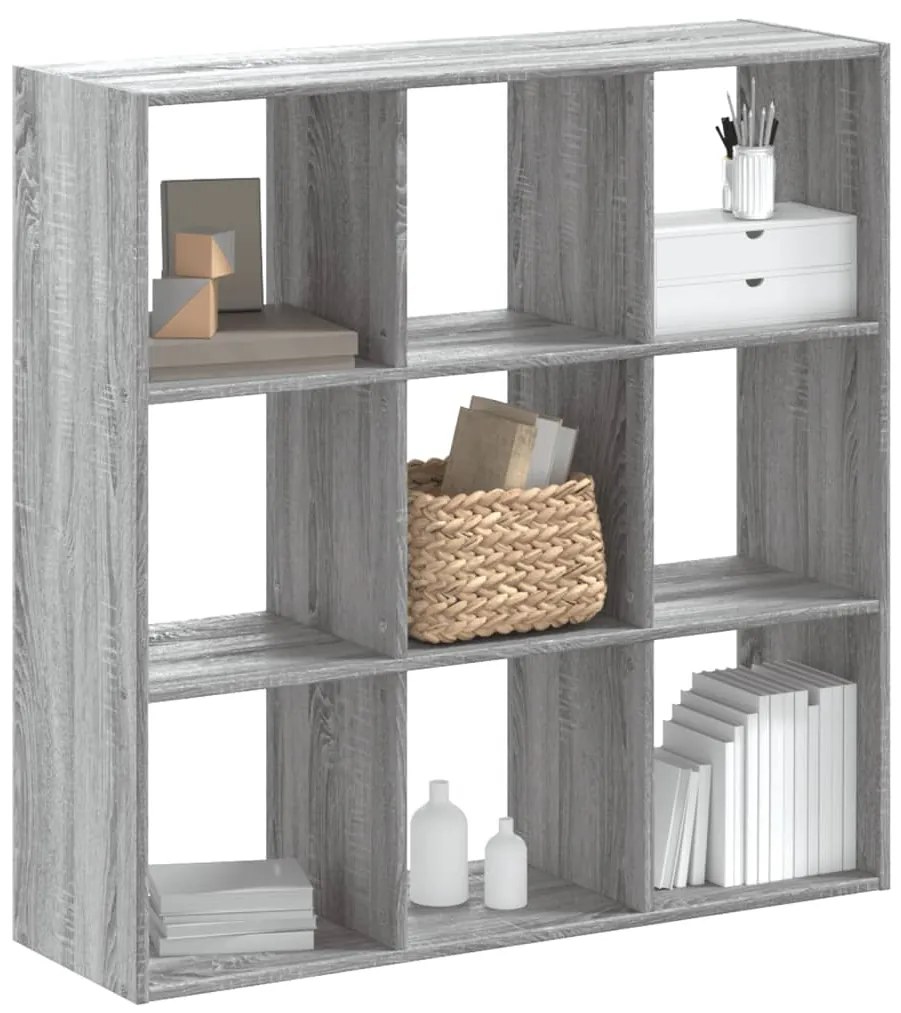 Libreria grigio sonoma 102x32x102 cm in legno multistrato