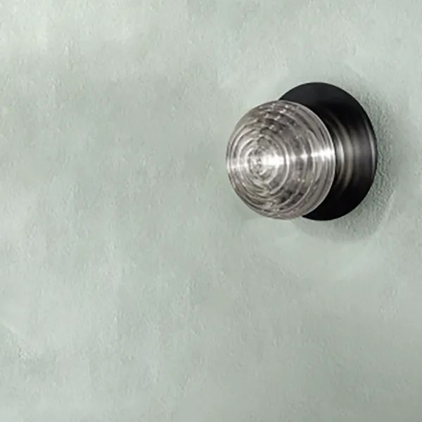 Applique TONDO D23 cm in vetro soffiato e metallo verniciato Fumč