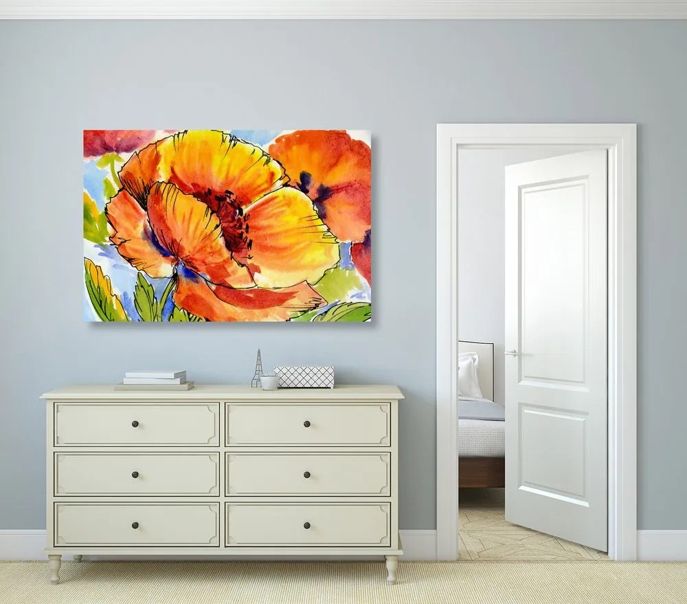 Quadro su tela – Bouquet di fiori di papavero