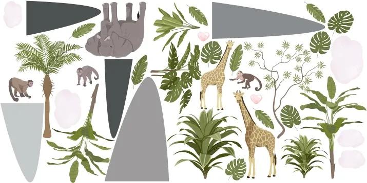 Adesivo murale con animali esotici 100 x 200 cm