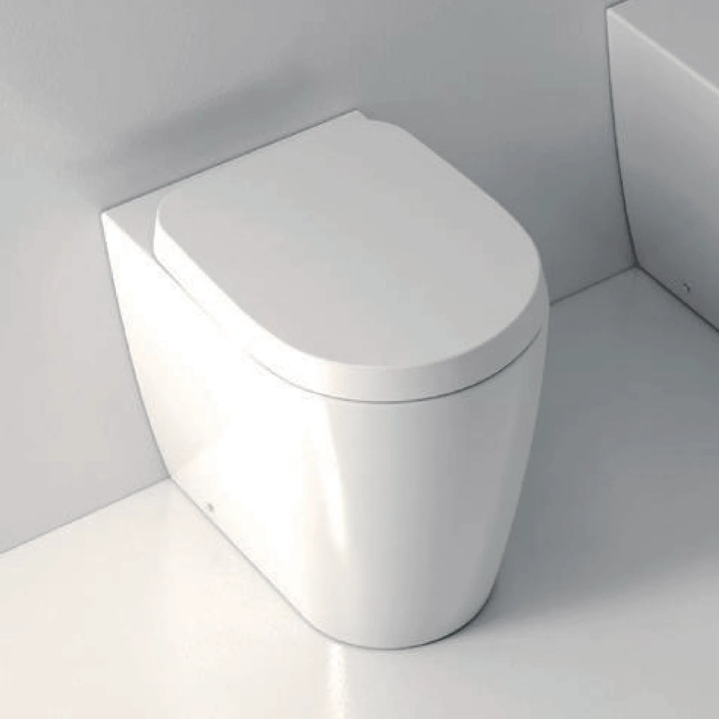 Wc a Terra Senza Brida Domus Falerii "Foglia Medium" Bianco Lucido