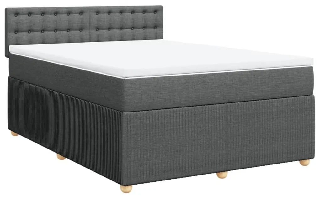 Giroletto a molle con materasso grigio scuro 160x200 cm tessuto