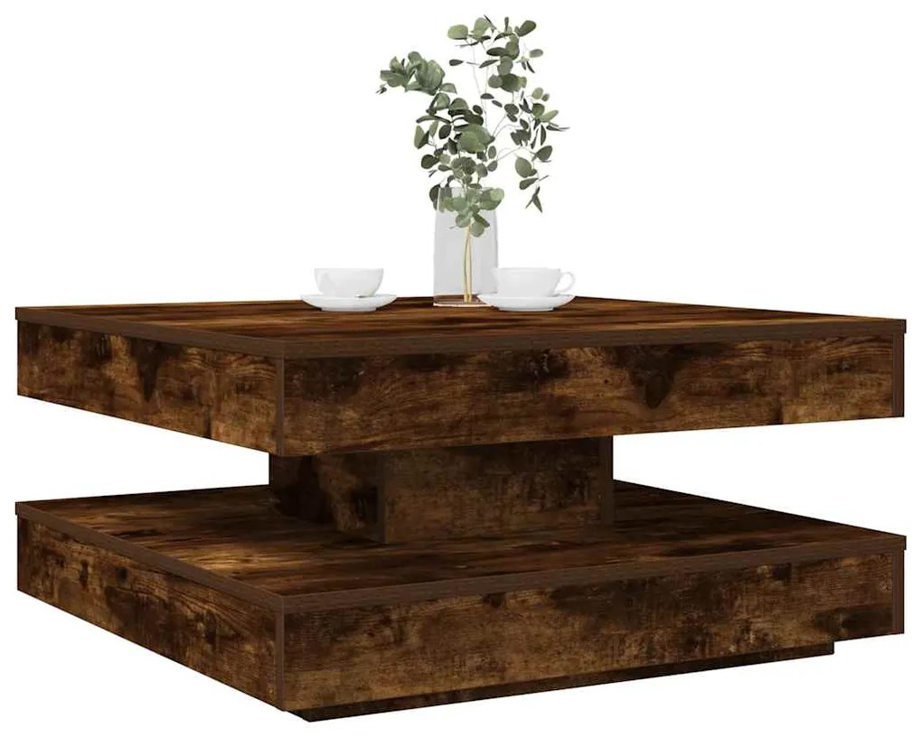 Tavolino Da Caffè Girevole A 360 Gradi Rovere 70x70x34,5 Cm /