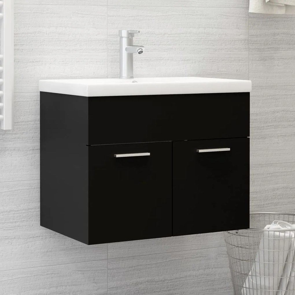Mobile Con Lavabo Integrato Nero İn Legno Multistrato /