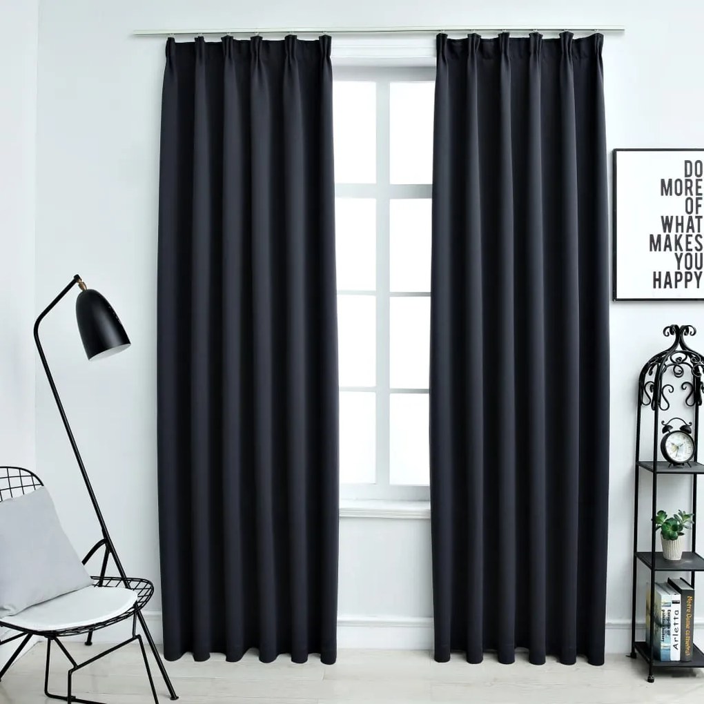 Tende Oscuranti Con Ganci 2 Pz Antracite 140x225 Cm /