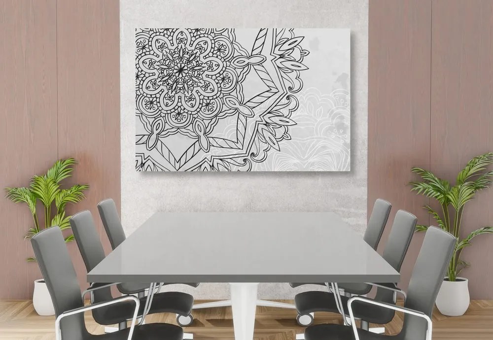 Stampa su tela – Mandala in tema invernale in bianco e nero