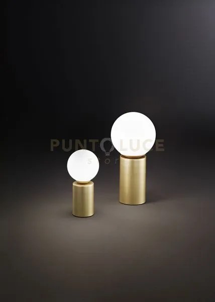 Lampada da tavolo in metallo oro spazzolato birillo 1 luce attacco ...