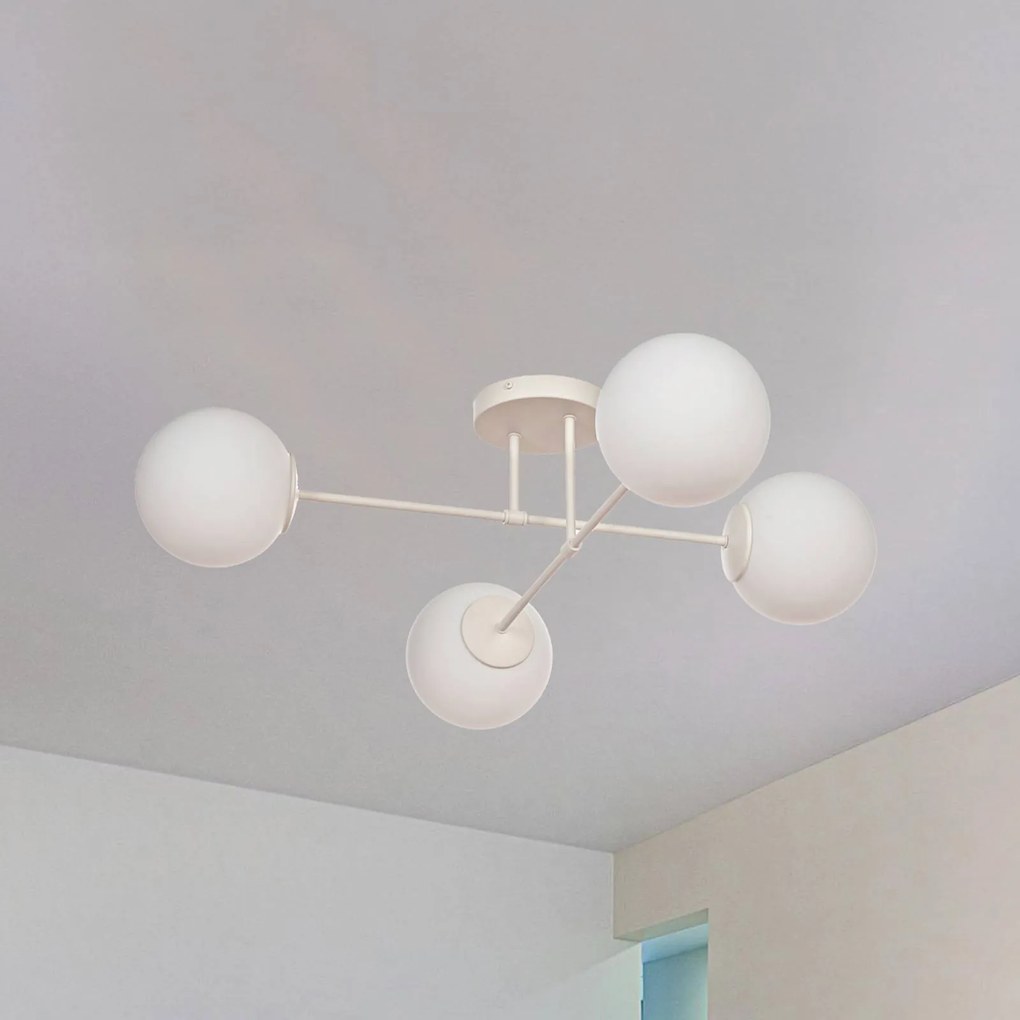 Plafoniera soffitto Moon HELAM, dimmerabile, Crema / Ambra, Soggiorno / Sala da pranzo, Metallo, Plafoniera