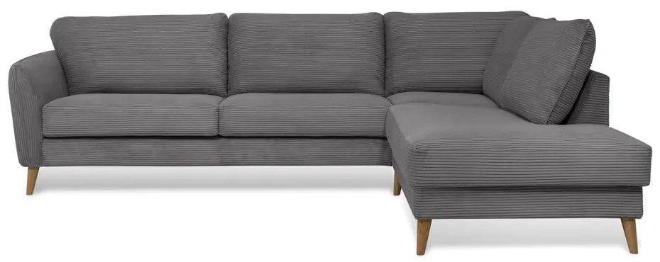 Divano angolare in velluto a coste grigio scuro (angolo destro) Paris - Scandic