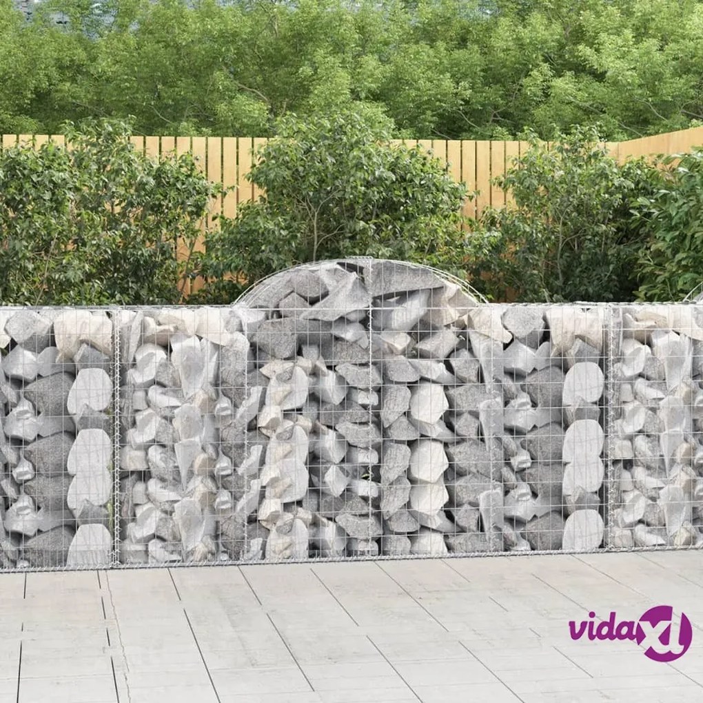 vidaXL Cesti Gabbioni ad Arco 2 pz 200x50x100/120 cm Ferro Zincato