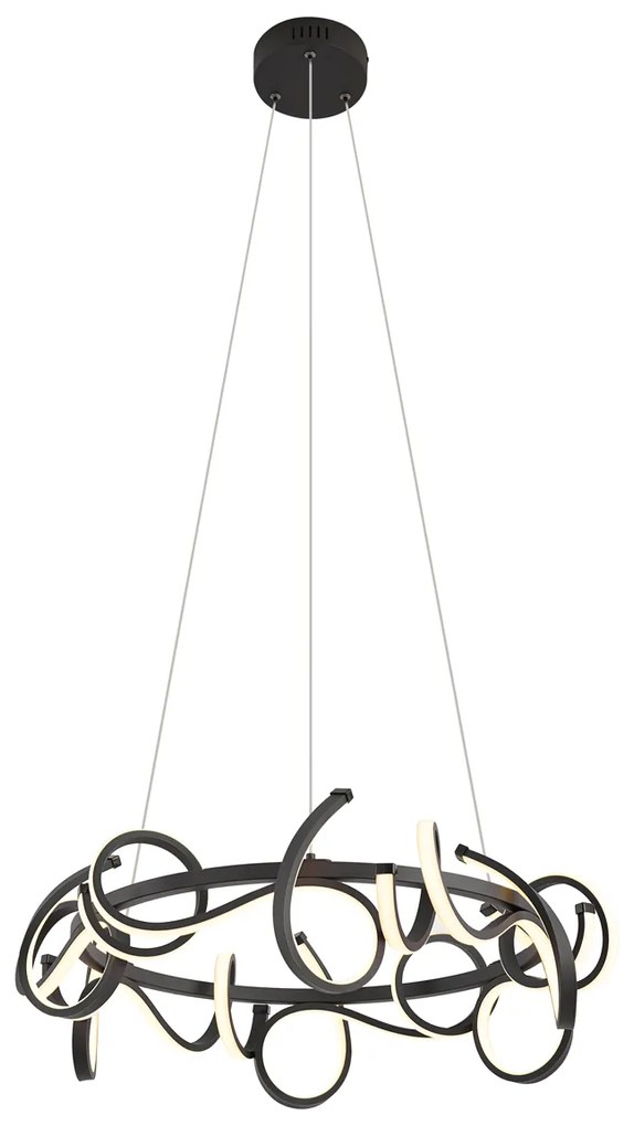 Lampada a sospensione di design nera rotonda dimmerabile a 3 livelli - Krisscross
