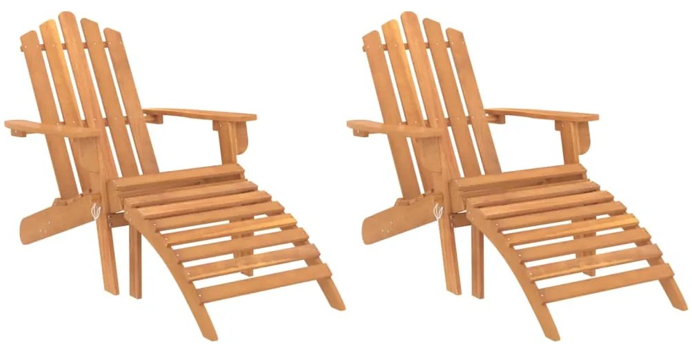 Sedie giardino adirondack poggiapiedi 2pz legno massello acacia