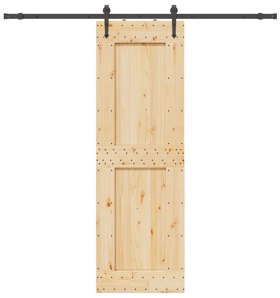 Porta Scorrevole Con Set Hardware 70x210 Cm Legno Massello Pino /