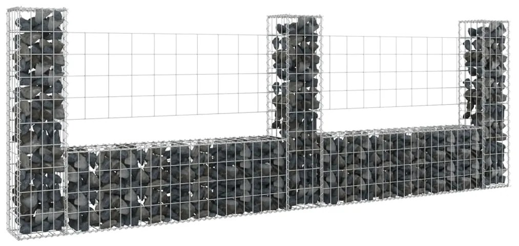 Cesto Gabbione A U Con 3 Pali İn Ferro 260x20x100 Cm /