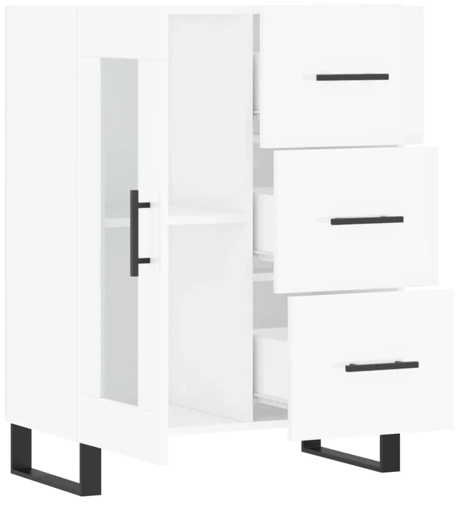 Credenza 69,5x34x90 cm in Legno Multistrato Bianco Lucido