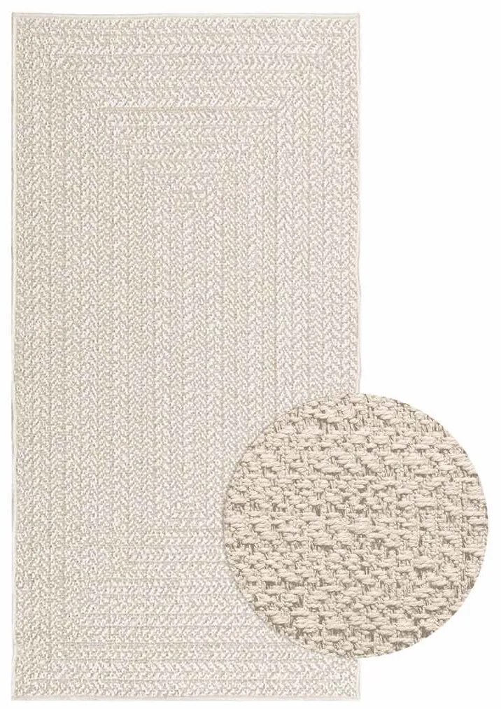 Tappeto Zızur Crema 80x150 Cm Aspetto Iuta Interni Ed Esterni /