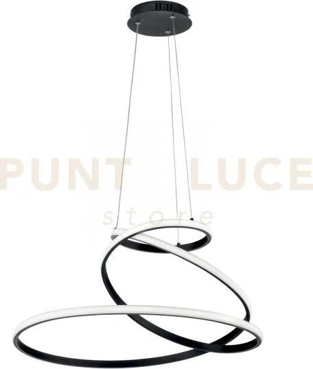 Lampadario a sospensione led coaster circolare nera 60w 8000lm cct ...