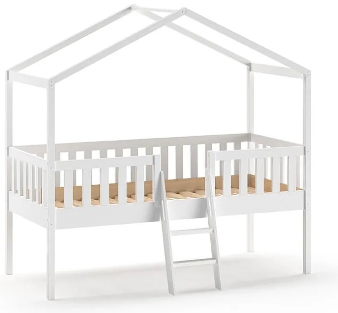 Letto per bambini in legno di pino bianco rialzato 90x200 cm DALLAS - Vipack