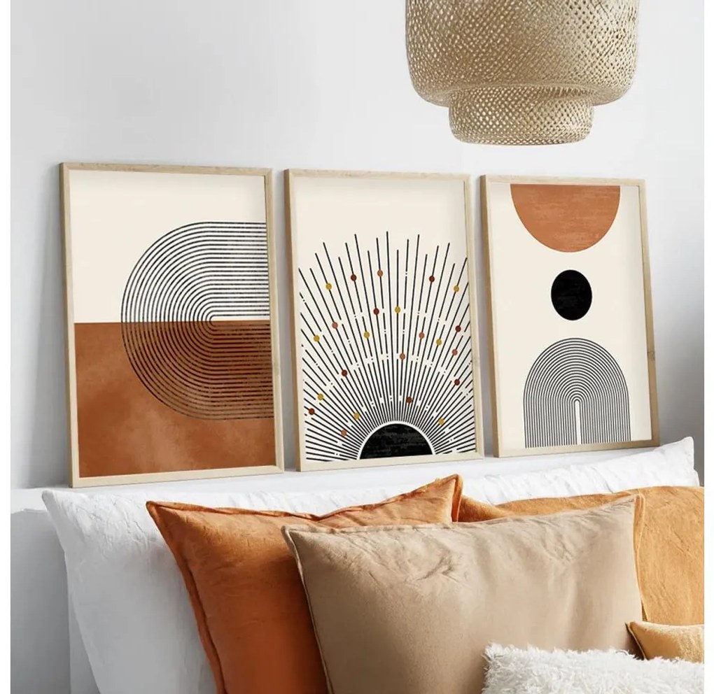 SET 3x Foto in cornice 50x70 cm beige/marrone