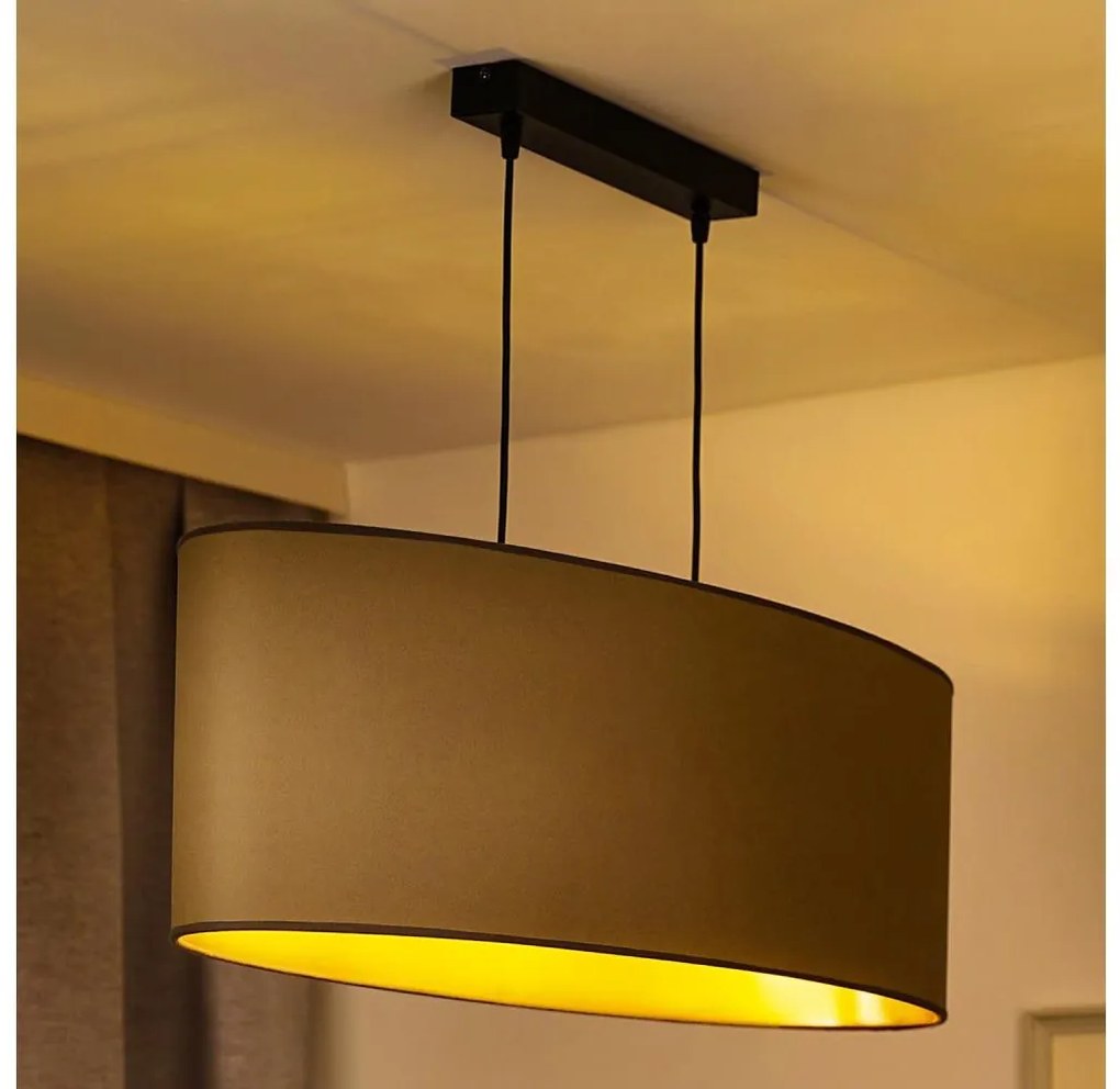 Duolla - Lampadario a sospensione con filo OVAL VEGAN 2xE27/15W/230V beige