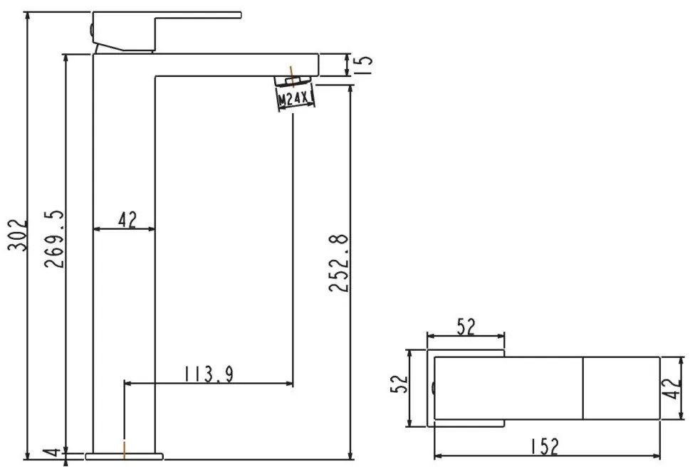 New Line M4 Miscelatore Alto Per Lavabo Con Cartuccia In Ceramica Cromo