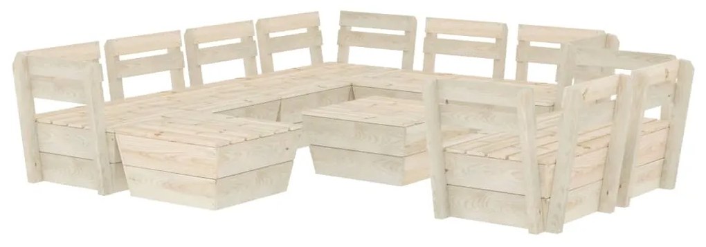 Set Divani da Giardino su Pallet 10 pz in Legno Abete Impregnato