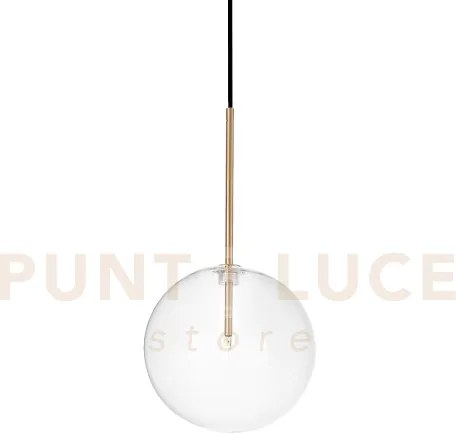 Equinoxe sospensione in vetro trasparente e ottone antico 1 luce at...