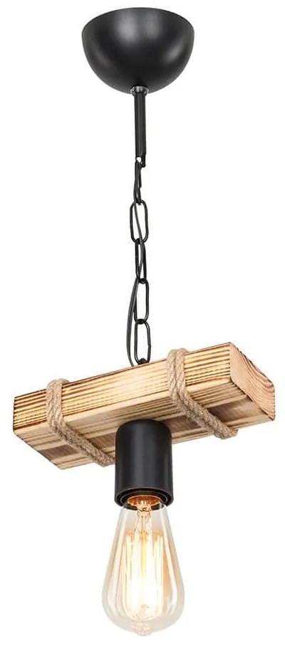 Lampada da soffitto in nero-naturale 10x20 cm - Squid Lighting