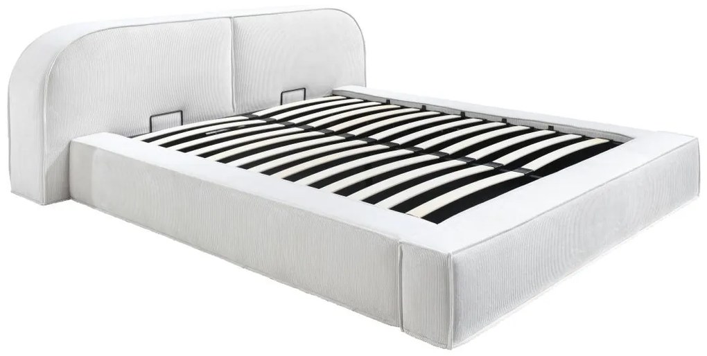 Letto con contenitore 160 x 200 cm Velluto a coste Panna  - LIRABA della Maison Céphy
