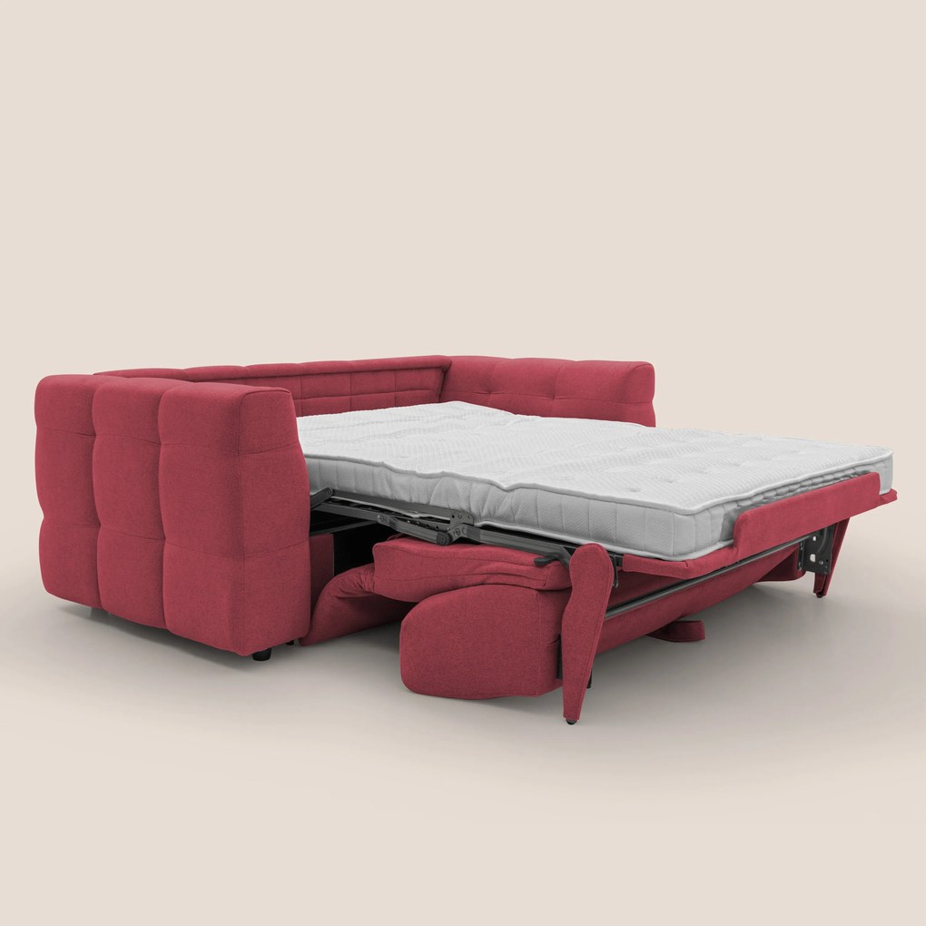 Tender Divano letto matrimoniale dal design innovativo in tessuto bouclet impermeabile T07 rosso