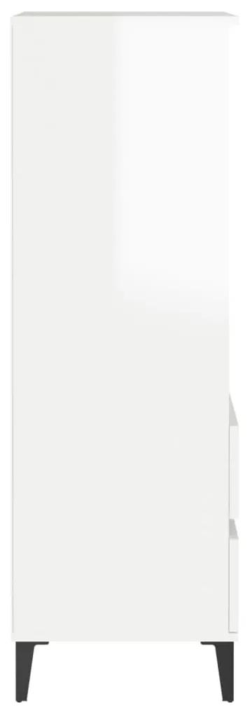 Credenza bianco lucido 40x36x110 cm in legno multistrato