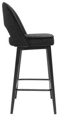 Sgabello da bar design in velluto nero e metallo H69 cm BELLEROSE